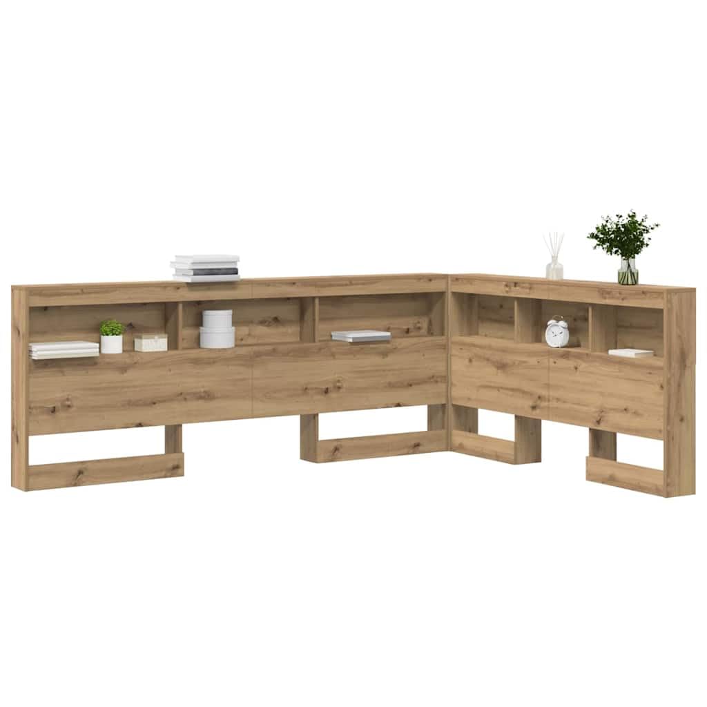 vidaXL Tête de lit de Rangement avec étagère Chêne Artisanal 140 cm, Mobilier de Chambre, tête de lit rectangulaire, Solutions de Rangement, Design Compact et Pratique, Style Minimaliste