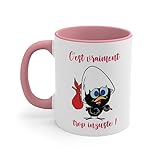 Jm Déco Mug Caliméro   Intérieur coloré   Idée Cadeau   Tasse en céramique Originale Couleur (Rose)