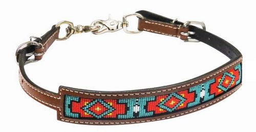 Showman Medium Oil Leather Wither Strap w Multi Color Beaded Inlay! New Horse TACK!