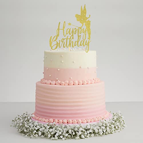 Tinker Bell Cake Topper - Tinker Happy Birthday Cake Topper,Tinker Bell 1St Birthday Party Decorations,Fairy Tinkerbell Disney Princess Cake Topper,Tinker Bell Party Favor #TOP4