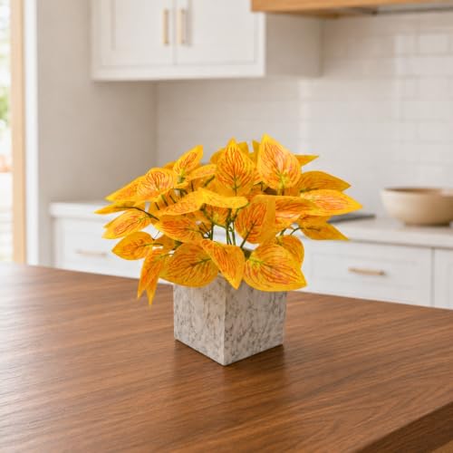Image of fancymart Artificial Plant with Real-Touch Leaves in Pot, 25 cm, Indoor Tabletop Item for Home Decor, Office, Living Room