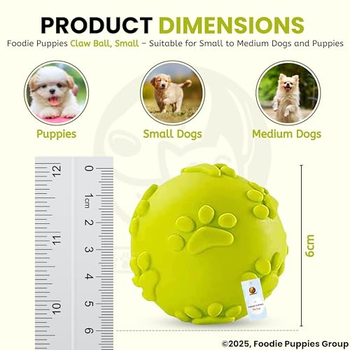 Image of Foodie Puppies Latex Rubber Squeaky Dog Chew Ball Toy - (Claw Ball, Small) Durable and Safe Fetch Teething Dog Toy for Puppies and Small to Medium Dogs, Paw Design Helps to Clean Teeth (Diameter, 6cm)