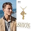 INFINIONLY Mens Stainless Steel Cross Necklace: Fashion Gold Cross inlaid Dragon Pendants for Teenagers - Hip Hop Skull Necklaces with 55cm Chain - Novelty Jewellery Vintage Accessories #5