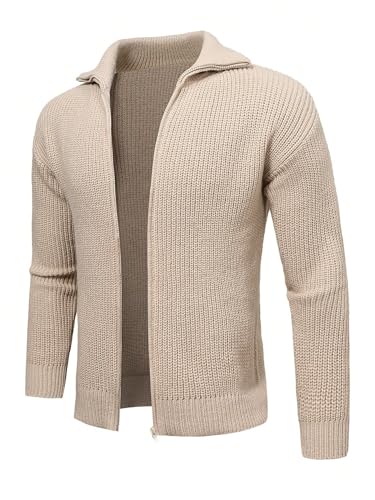 Men's Slim Fit Sweater Solid Zip Up Drop Shoulder Cardigan Plain3