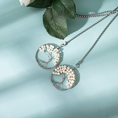 Image of LONGSHENG Silver Pearl Tree of Life Fan Pull Chain Fan Light Replacement Extender Pull Chain, Pack of 2