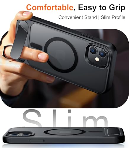 Image of Magnetic Compatible with iPhone 11 Phone Case, [Built-in Invisible Kickstand][Compatible with MagSafe] [Military Grade Shockproof] Slim Translucent Matte Phone Case for iPhone 11 6.1 inch