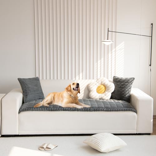 Situhaonan Dicke Sofa überzug für Haustiere Waschbar, Couch Überzug, Anti-Rutsch Sofabezug, Rutschfester Sofabezug für 1 2 3-Sitzer, Haustiermatte (Dark Grey, 70x180cm)