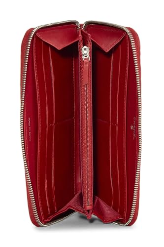 Pre-Loved Red Embossed Camellia Leather Zip Around Wallet, Red4