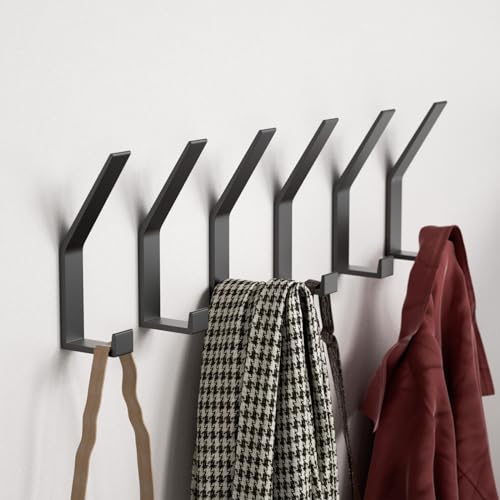 GOLUMU 8 Stück Kleiderhaken Schwarz, Garderobenhaken Wand Moderne Garderobenleiste Handtuchhaken zum Bohren für Jacken, Mäntel, Kleidung, Schals, Handtaschen und Mehr