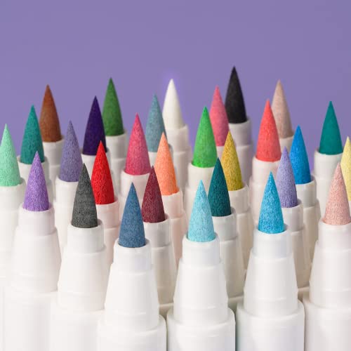 Set of Arrtx 30 color brush Acrylic Paint Pens and Top Valve Action Marker Pen 24 Colors, Water Based Paint Markers for Stone, Glass, Easter Egg, Wood and Fabric Painting-No Toxic,No Odor image 12