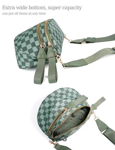 Image of FEIBOON Spacious Checkered Nylon Crossbody Bag Bum Bag Handbags Wallets for Women