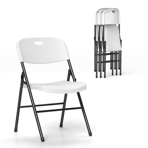 Real Relax Folding Chairs Set of 10, 650 Weight Limit Heavy Duty Large Backrest Folding Chair, Indoor and Outdoor Chairs for Wedding Backyard Activities White White 10 Pack