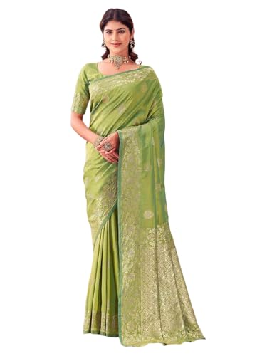 Image of SIRIL Women's Banarasi Soft Silk Saree Pure Silk with Unstitched Blouse Piece