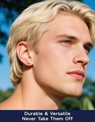 MomentWish 14K Gold Plated Stud Earrings, Birthday Gifts for Women, 1-2Carat Moissanite Earrings, Lab Created Diamond Earrings, Yellow/Rose Gold Plated 925 Sterling Silver Earrings Women Men3