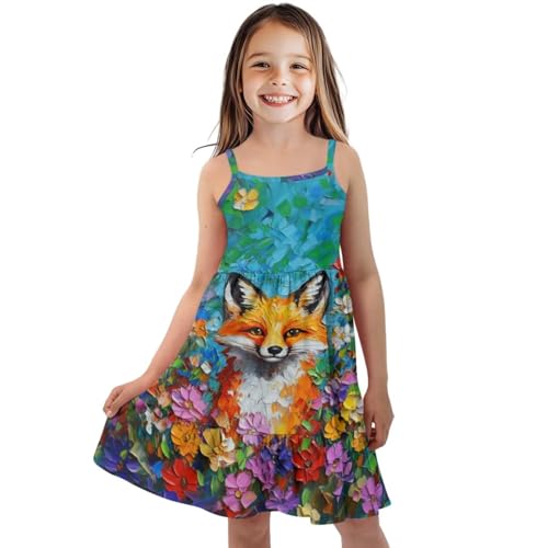 Girls Dresses Size 3-14 Kawaii Spaghetti Strap Sundress Knee Long Summer Dress for Beach