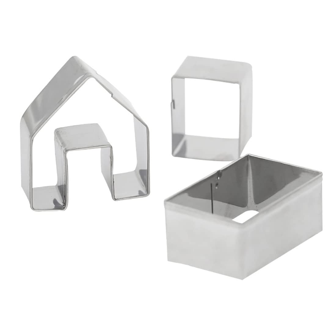 Gingerbread House Cookie Cutter 3pcs Stainless Steel Metal Baking Moulds Small Gingerbread House Kit Xmas House Baking Mould Gingerbread Man Gingerbread Kit Gingerbread House Kit Gingerbread C