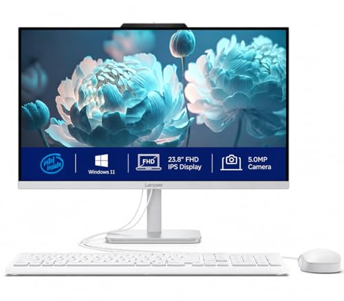 Image of Lenovo 24 inch IPS FHD All-in-One Desktop Computer with Office 365 for The Web, Intel N100 Quad-Core CPU, 16GB DDR4 RAM, 1TB SSD, WiFi 6, Bluetooth 5.2, Intel UHD Graphics, KB & Mouse