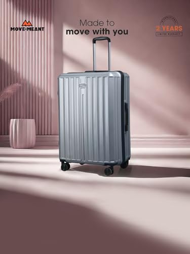 Image of MOVE-MEANT ROAMIFY Small Cabin & Medium Check-in Suitcase | 55 Cm & 66 Cm | 8 Wheels Number Lock Polycarbonate Silver Trolley Bag | 360 Degree Wheeling System | Luggage for Travel - Pack of 2