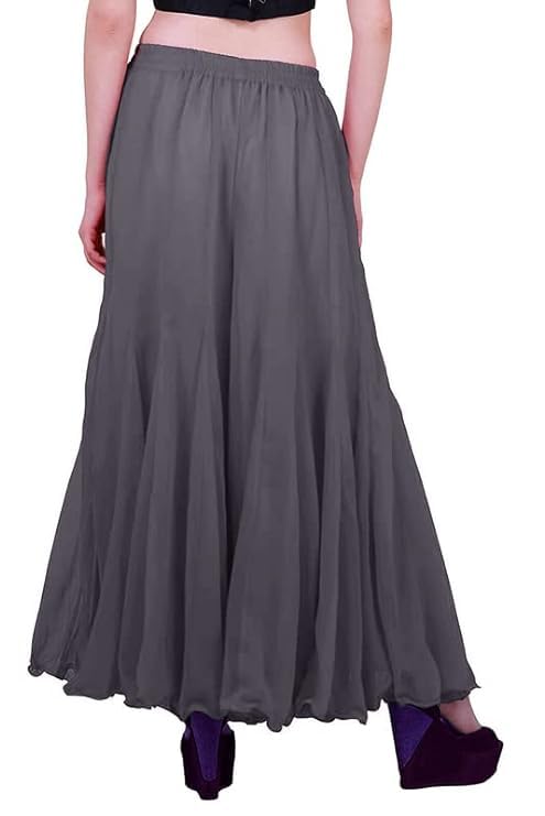 Image of Kvish Regular Loose Fit Solid Colour Georgette Flared Sharara Palazzo for Women