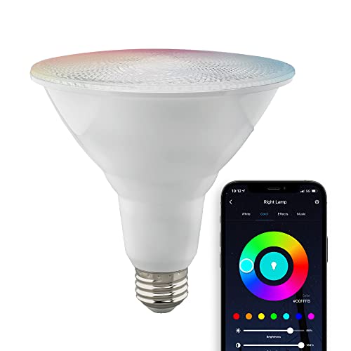 Lighting Satco S11258 Starfish 15-Watt WiFi Smart LED Light Bulb, Works with Siri, Alexa, Google Assistant, SmartThings, 2700K-5000K, PAR38, 1200 Lumens, White Official SmartThings Catalog