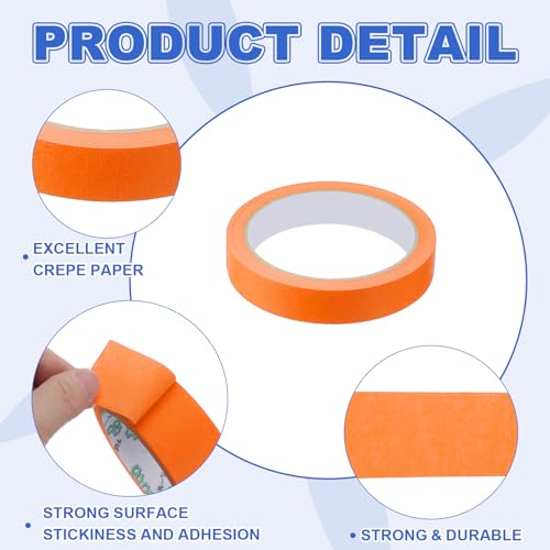 Image of MECCANIXITY Masking Tape 0.7 Inch x 21 Yard Painter's Tape Orange Paint Tapes for DIY Crafts Arts Drawing Decoration Labeling Car Painting Artist Teachers, Pack of 6
