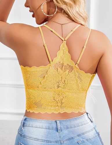 Image of Avidlove Lace Bralette for Women V Neck Camisoles Racerback Adjustable Strap Sexy Crop Tops