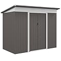 Outsunny 8' x 4' Metal Lean to Garden Shed, Outdoor Storage Shed, Garden Tool House with Double Sliding Doors, 2 Air Vents for Backyard, Patio, Lawn, Light Gray