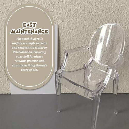 Silla de casa de muñecas 1:6 transparente y moderna de plástico 2