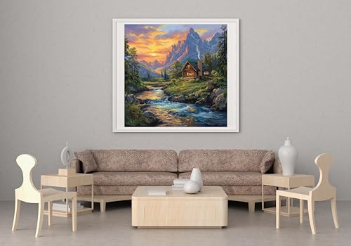Image of Moohue DIY Counted Stamped Cross Stitch Kits for Adults 14 Count Cross Stitch Patterns Printed Cross Stitch Kits for Adults (Landscape)