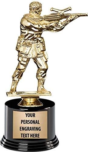Crown Awards Paintball Trophies with Custom Engraving, 7.25" Personalized Paintball Trophy On Deluxe Round Base Prime