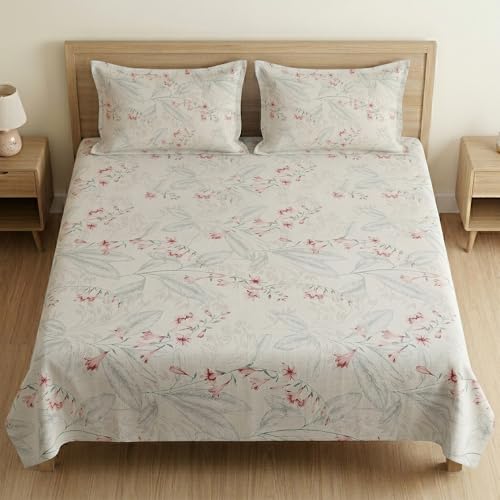 Image of Mafatlal 186 TC Metro Cotton Double Bed Bedsheet | 90x100 Inch | Soft, Breathable & Lightweight | Includes 2 Pillow Covers