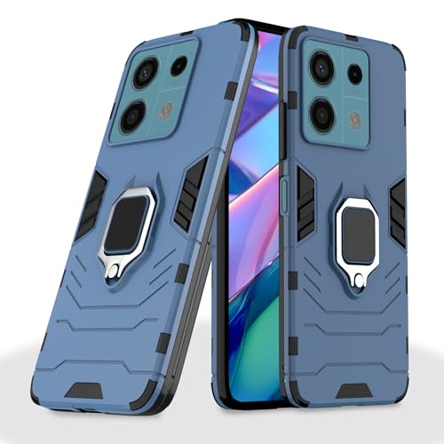 Image of Pikkme Redmi Note 13 5G Back Cover | D5 Tough Armor Bumper | 360 Protection Case | Ring Holder Stand Case for Redmi Note 13 5G (Blue)