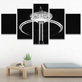 SIGNWIN 5 Panel Canvas Wall Art Building Lights...