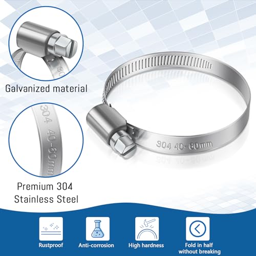 Bolatus Schlauchschellen 70-90mm, 4 Stück Endlos 304 Edelstahl Einstellbare Schlauchklemmen Schlauchbinder, Schlauchschelle Rostfrei für Benzinschlauch, Dieselleitung, Wasser Rohr, Haus Gasrohr
