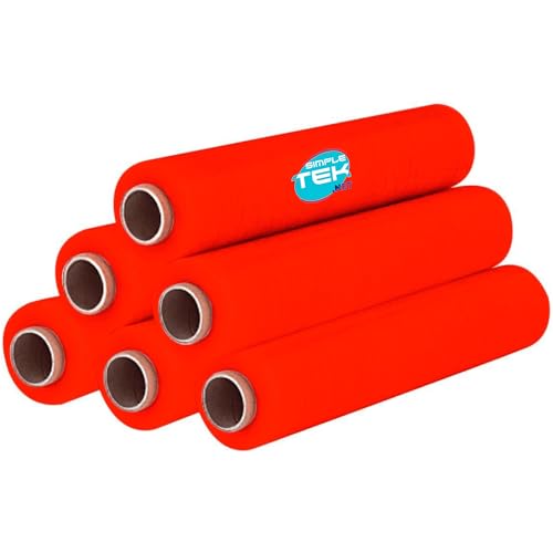 Film extensible rouge SIMPLETEK bobine 50 cm lot de 6 rouleaux pour emballage