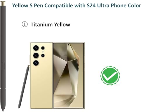Image of SLQ Galaxy S24 Ultra S Pen [Withbluetooth |4096 Pressure Sensor ] Replacement For Samsung Galaxy S24 Ultra 5G All Versions Touch Stylus Pen With 5Xtips /Nibs (Yellow)