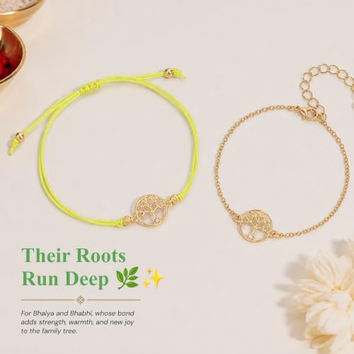 Image of Salty Rakhi for Brother & Bhaiya Bhabhi | Wrist Band Gift Pack for Sister, Bro, Bhaiya and Bhabhi | Bracelet for Men, Women | Fancy Jewellery Combo Gifts | Gift for Rakshabandhan | Traditional Rakhi Gift