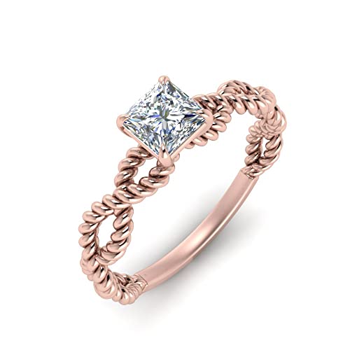 Bague pierre précieuse solitaire princesse ajustable de la taille 47 à 70