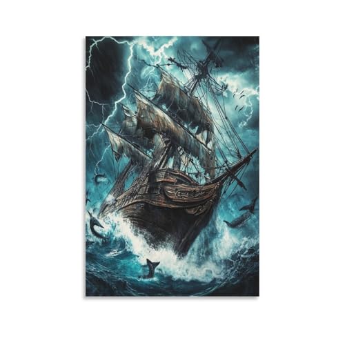 Barco a vela cuadro en lienzo para decorar un dormitorio relajante de 50x75 cm