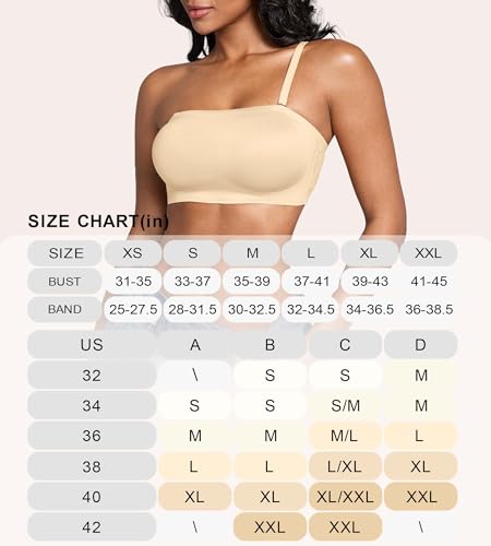 Image of DEANGELMON Strapless Bras for Women Non-Slip Silicone Bandeau Seamless Tube Top Bralette Comfy Non Padded Stretchy Stylish