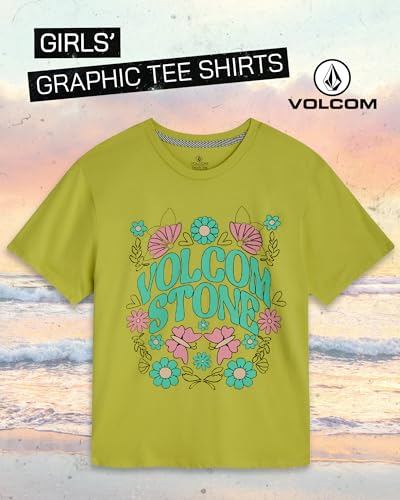 Image of Volcom Girls Shirts - Casual Crewneck Short Sleeve Graphic Tee Trendy Tops - Breathable Girls Summer Clothes