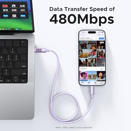 UGREEN Uno USB C to USB C Cable 100W Fast Charging Cable Type C Charging Cord with LED Display for iPhone 17/17 Air/17 Pro/17 Pro Max/16, MacBook Pro/Air, iPad Pro/Air, Galaxy S25 Ultra 3.3FT Purple