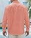 J.VER Men's Long Sleeve Linen Button Down Shirts Casual Beach Wedding Shirt with Pocket Peach Medium