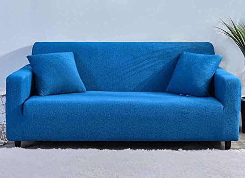 Housse de canapé extensible 1 pièce bleue en polyester élasthanne - 2