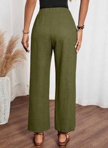 Image of Acelitt Women Casual Lightweight Drawstring Elastic Waist Pants with Pockets, S-XXL