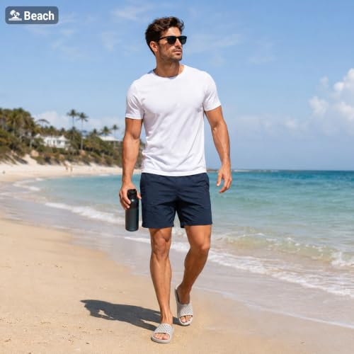 Image of Aoowoll Mens Shower Shoes With Holes Dry Quickly Bath Slippers Womens Non Slip Indoor Home Bedroom Pool Spa Guest College Dorm