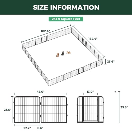 Image of FXW Instant Dog Playpen, RV Camping, Outdoor & Yard, 24 inch H, 32 Panels | Portable, Easy setup, Heavy-duty, DIY layouts, For Puppies & Small Dogs, Patented