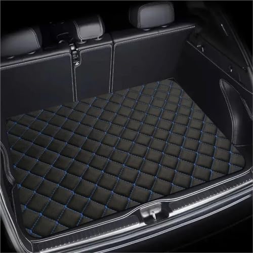 Tapis de coffre voiture imperméable losange noir avec une élégante ligne bleue