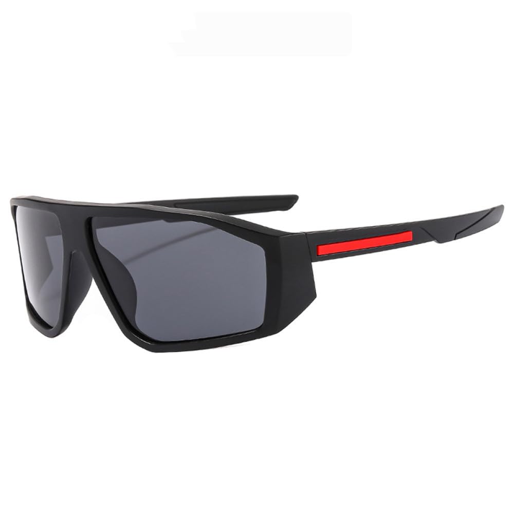 Occhiali da sole polarizzati sportivi Occhiali da sole per uomo Occhiali da parabrezza firmati di marca Occhiali irregolari femminili, C2 Nero opaco, Con una borsa