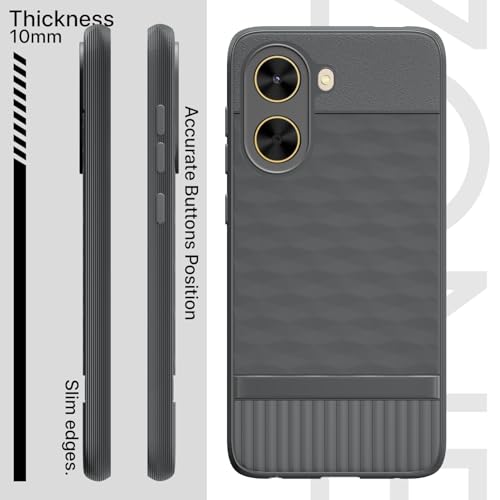 Image of Pikkme Back Cover for Poco C71 / Redmi A5 Camera Protection 3D Hexa Cube Design Silicone Protective Bumper Case (Grey)